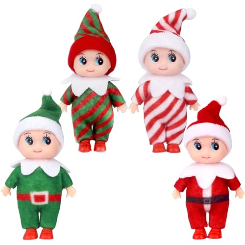 POPOYU 4 Stück Mini-Puppe Elf Weihnachten