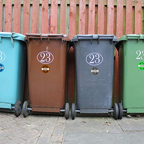 Mülltonnenaufkleber im Bild: Gentle North Aufkleber Mülltonne für Mülltrennung (5er Set - 9,5cm - Rund)