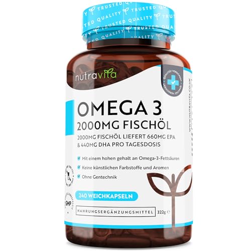 Nutravita Omega 3 Kapseln hochdosiert 240-2000mg Fischöl