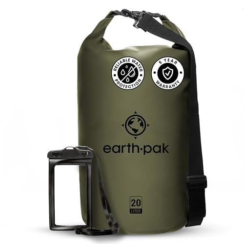 Earth Pak Wasserdichter Packsack mit Schultergurt und wasserfester Handyhülle