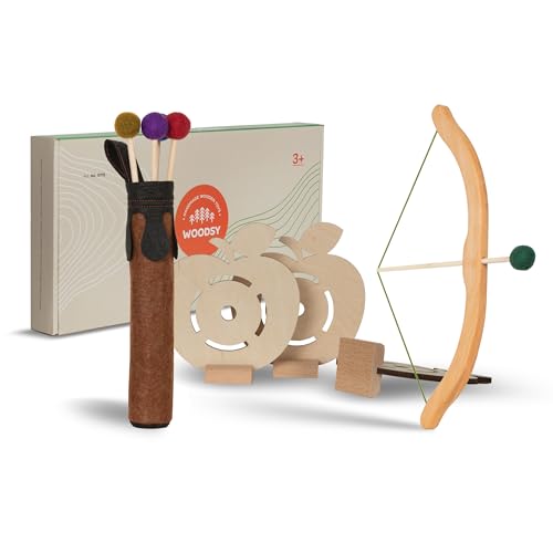 WOODSY Pfeil und Bogen Kinder Holzspielzeug mit 5 Pfeilen