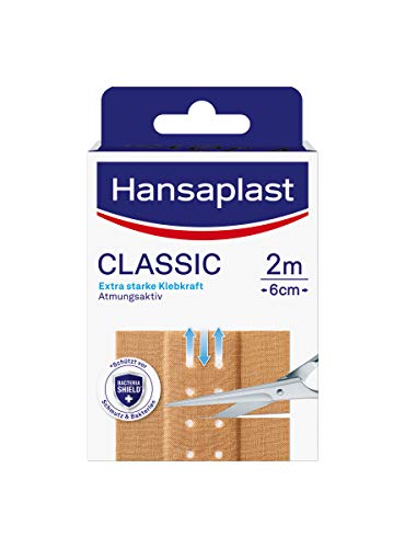 Hansaplast Classic Pflaster (2 m x 6 cm), extra starke Klebkraft & Bacteria Shield (01265-00000-45)
