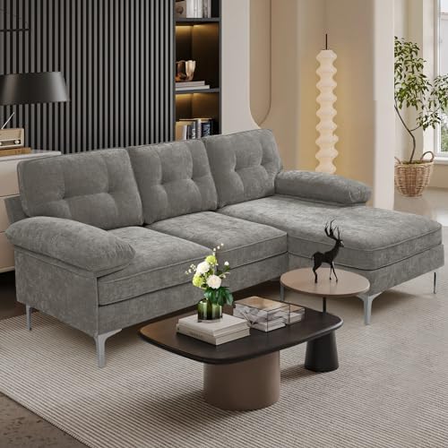 MEROUS Ecksofa - Chenille Sofa Polsterecke Couch in L