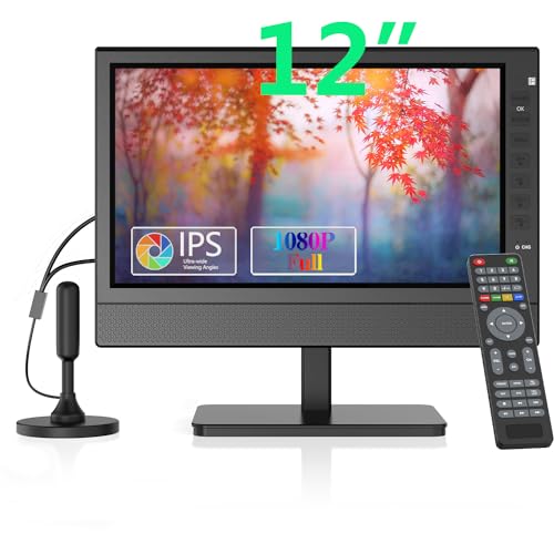 ZOSHING Tragbarer Fernseher,12-Zoll HD 1080P IPS TV