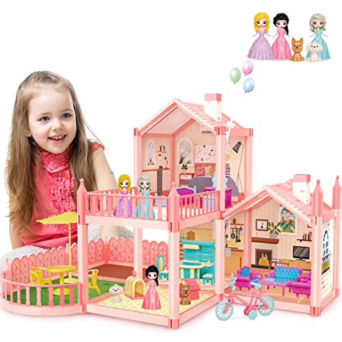 deAO Dollhouse, Puppenhaus Spielzeug-Set