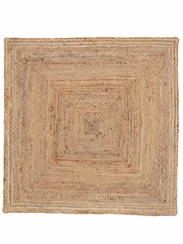carpetfine Juteteppich Nele Quadratisch Beige 120x120 cm