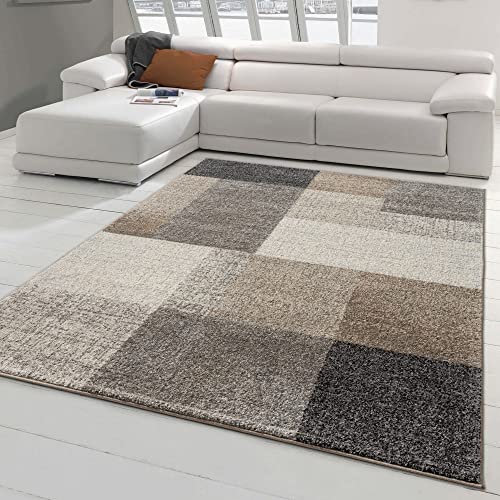 Teppich-Traum Moderner Wohnzimmerteppich mit quadratischen Mustern