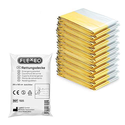 FLEXEO 10x Rettungsdecke Gold Silber
