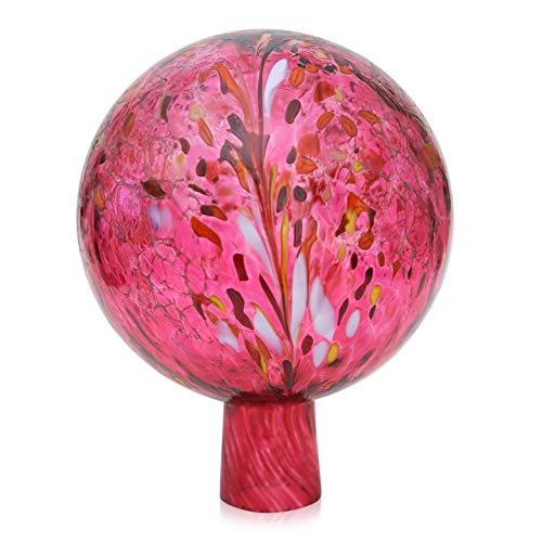 Lauschaer Glas Gartenkugel Rosenkugel mit Granulat rubinrot h 15 cm