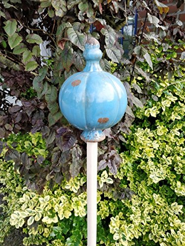 Manufaktur Lichtbogen Große Gartenkugel aus Keramik blau