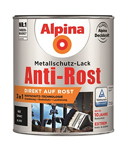 Alpina Metallschutzlack Anti-Rost Schwarz 750ml matt