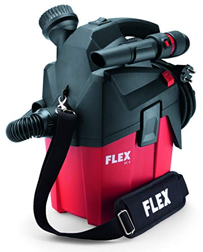 Flex Werkstattsauger VC 6 L MC (1200 Watt, Trockensauger mit Tragegurt, 6 l Behälter, Gerätesteckdose, inkl. Zubehör) 481513, Schwarz