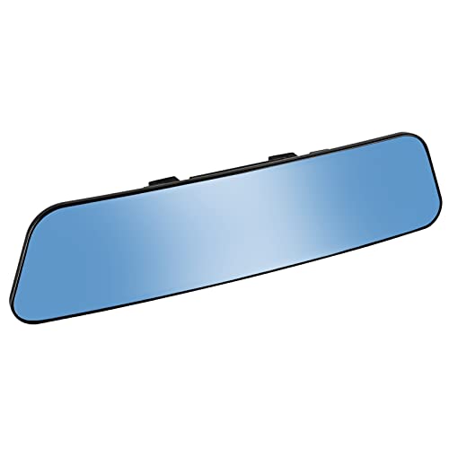 12 '' großer blendfreier Rückspiegel mit Saugnapf, Stick on Universal  rahmenloser Innenspiegel blauer Rückspiegel mit Panorama-Weitwinkel  montiert