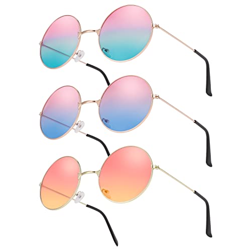 Fanshiontide 3 Paar Hippie Sonnenbrille Runde