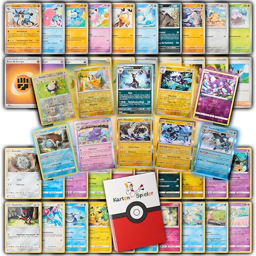 Karten-Spieler 50 Pokémon Karten deutsch original mit 10 Glitzerkarten