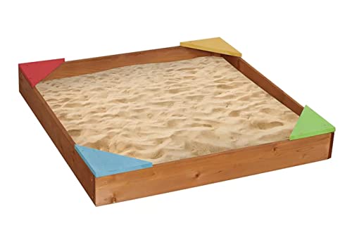 Spiel AG Sandkasten aus Holz mit bunten Ecksitzen