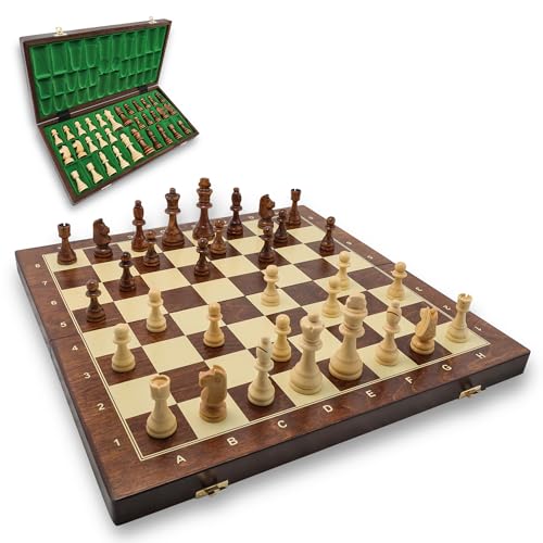Amazinggirl Schachspiel Schach Schachbrett Holz hochwertig 48 x