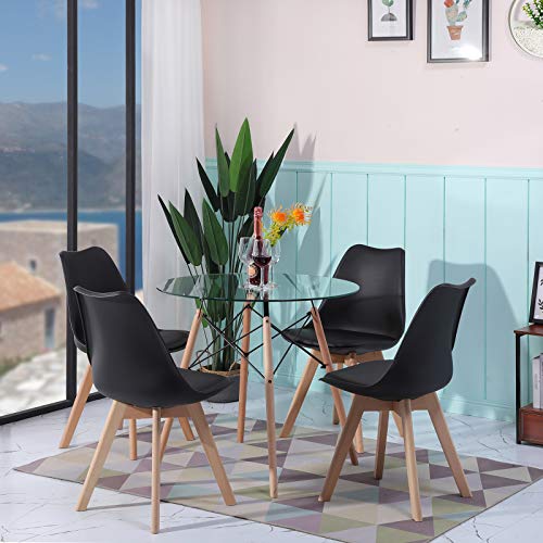 Schalenstuhl im Bild: EGGREE 4er Set Esszimmerstühle mit Massivholz