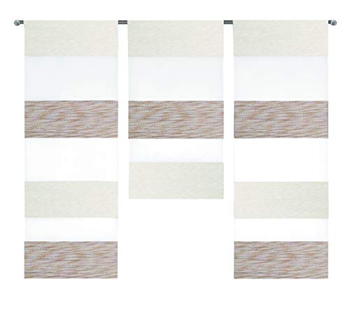 Decocompany Home Design Mini Flächenvorhang Set beige weiß 2280-13