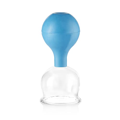 PULOX Schröpfglas aus Echtglas inkl. Saugball in Blau