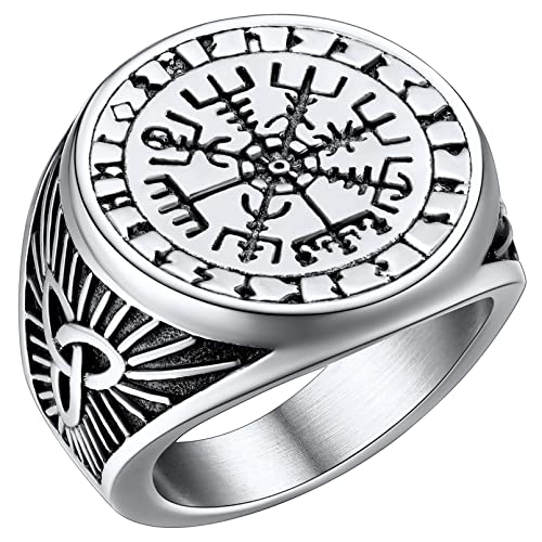 FaithHeart Edelstahl Statement Vikings Kompass Ring