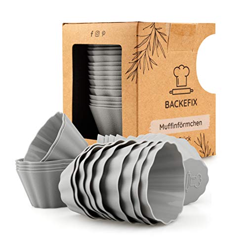 Backefix wiederverwendbare Muffinförmchen Silikon BPA frei im 24 Set