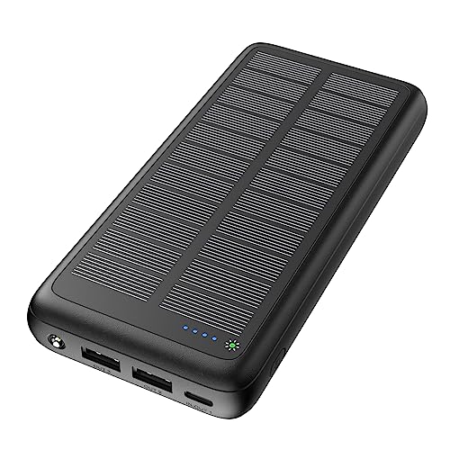 Hiluckey Solar Powerbank 27000mAh, 3A USB-C Ladegerät mit 3 Ausgängen für Smartphones und Tablets (T27)