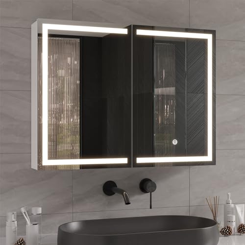 DICTAC spiegelschrank Bad mit Beleuchtung und Steckdose