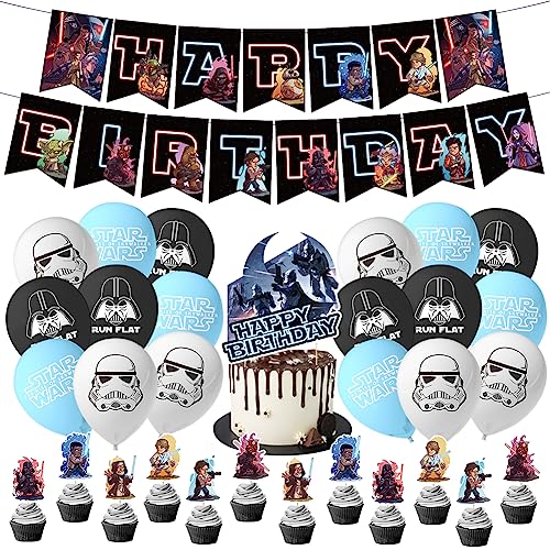 LKNBIF 33 Stück Star Wars Geburtstag Dekoration