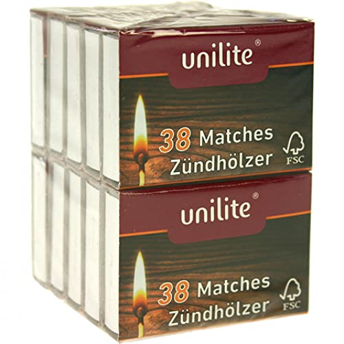 Unilite Zündhölzer/Streichhölzer im 10er Pack a 38st