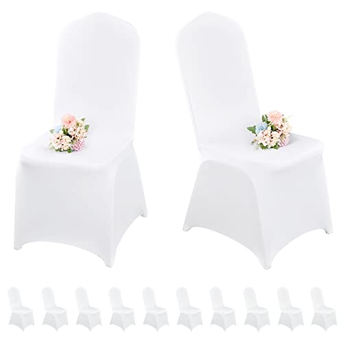 Pesonlook 10 Stück weiße Stuhlhussen für Esszimmerstühle