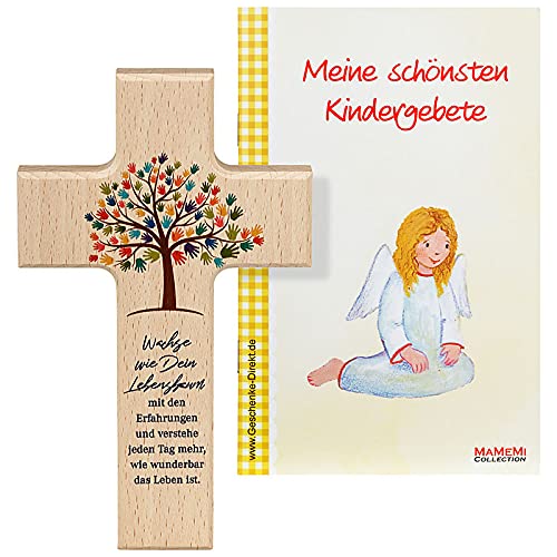 MaMeMi Kinder- Holzkreuz: 'Lebensbaum' 15 cm Natur