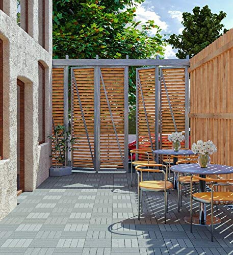 Terrassendielen Kunststoff im Bild: FORTENA Terrassenfliesen aus Kunststoff – 30 x 30cm