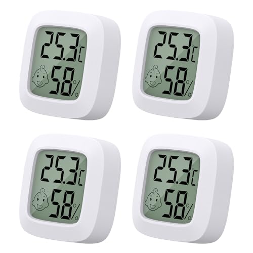 Yomisee 4 Stück Mini LCD Thermometer