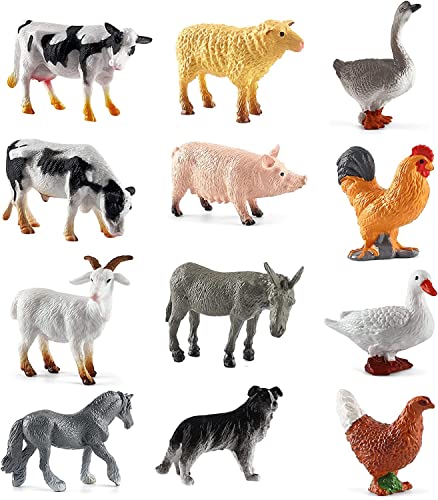 BLMHTWO 12 Stück Tiere Figuren，Bauernhoftiere Mini