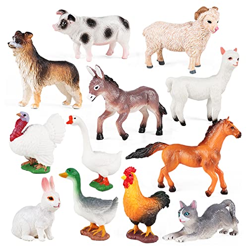 SIENON 12Pcs Bauernhof Tierfiguren Spielzeug Kunststoff