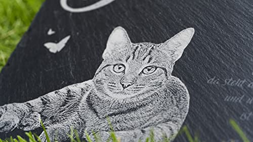 Tiergrabstein im Bild: CHRISCK design Grabplatte Hund und Katze aus Schiefer