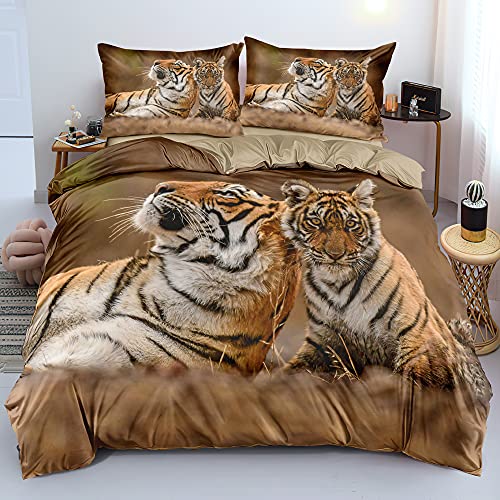 Gnomvaie Bettwäsche Tier 3D Tiger Thema