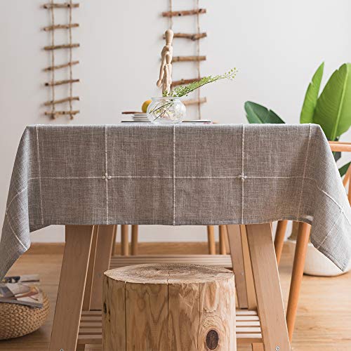Plenmor Baumwoll-Leinen Tischdecke für Quadrat Tische