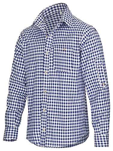 Langarm Trachtenhemd (XL, Blau)