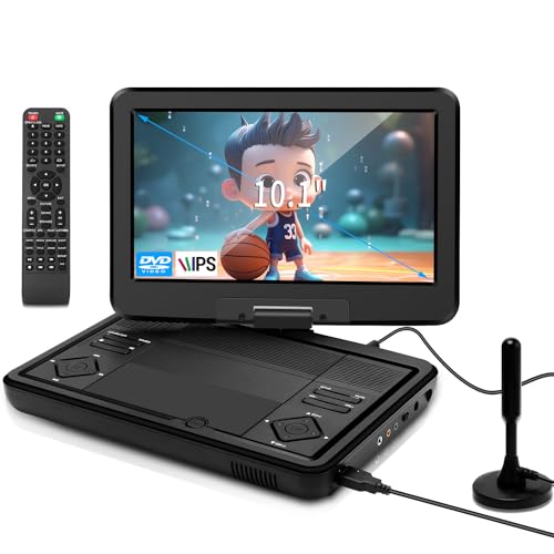 KCR Tragbarer DVD-Player, 10,1 Zoll, TV, DVB-T2, schwenkbarer LED-Bildschirm