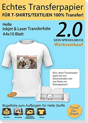 TransOurDream Echte Inkjet/Laser T-Shirt Transferpapier
