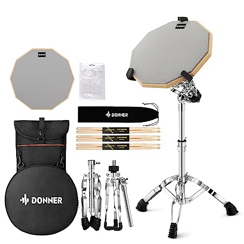 Donner Drum Practice Pad mit Snare Drum Ständer Kit