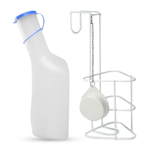 Hygiene100 Urinflaschen-Set (Urinflasche 1000 ml + Betthalter mit Deckel)