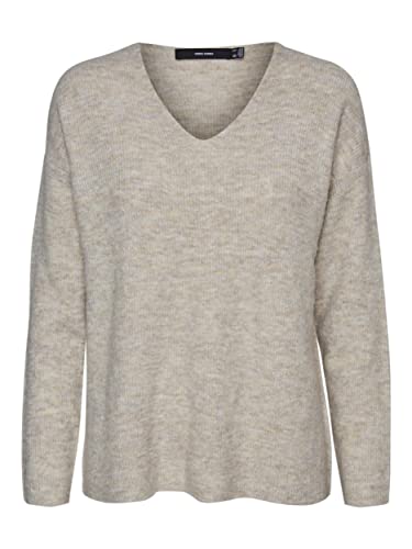 VERO MODA Strick Pullover V-Ausschnitt Langarm Sweater