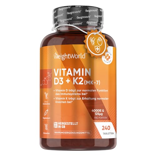 WeightWorld Vitamin D3 + K2 4000 I.E. Tabletten