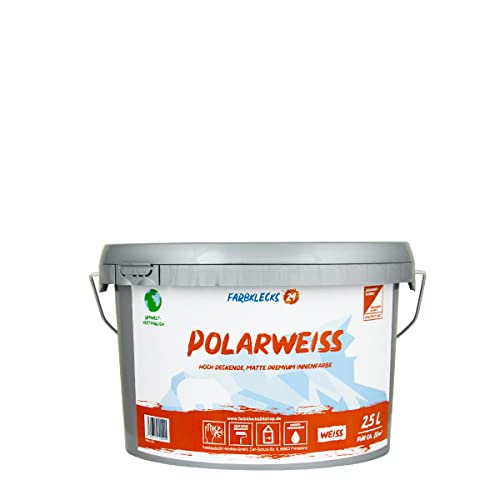 Farbklecks24 polarweiss 2,5L (versch. Größen) premium Wandfarbe