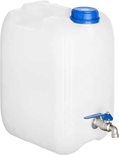 20L Wasserkanister mit Hahn, Lebensmittelecht, Geruchsneutral - Stabiler  Wassertank für Camping und Urlaub (20 Liter)