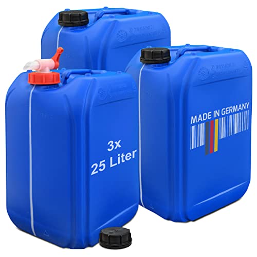 plasteo 3x 25 Liter Getränke Wasserkanister