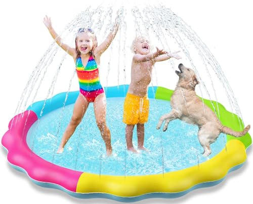 Tosekry Hundepool, 170CM Wassersprinkler Kinder Splash Pad